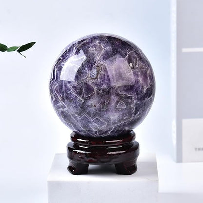 Dream Amethyst Crystal Ball with Stand Large Healing Crystals Sphere for Meditation, Divination