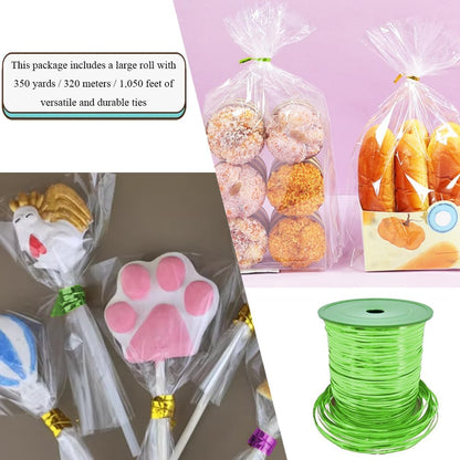 HAHIYO 350Yards/1050Feet/320M Green Metal Twist Ties for Bread Candy Coffee Plant Garden Cellophane Treat Bags Gift Wrapping Plastic Halloween Party Cake and Craft Projects