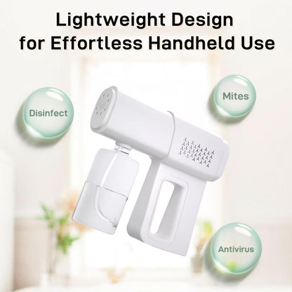 Professional Disinfectant Fogger Machine, 380ml Wireless Fine Particle Sprayer Gun Handheld Sanitizer Fogger, Blue Light Foggers for Touchless Sanitization (White)