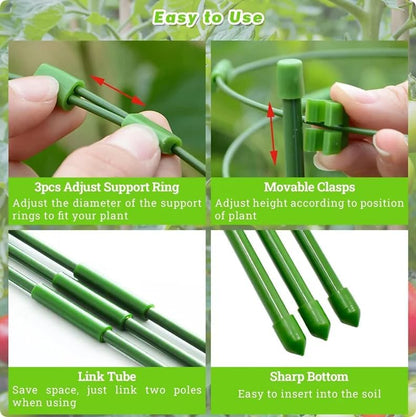 Tomato Cage Plant Support Cages for Garden, Upgrade Garden Plant Stakes with Adjustable Rings, Plants Trellis for Tomato, Flower, Climbing Plants, with Plant Tie and Clips 3 Pack 18 inches