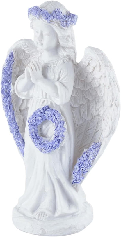 Lavender Praying Angel Statues, Handmade Resin Craft Home Decor, Indoor & Outdoor Winged Angel Figurines, Tabletop Ornaments, Ideal Blessing Gift for Mom, Dad & Friends