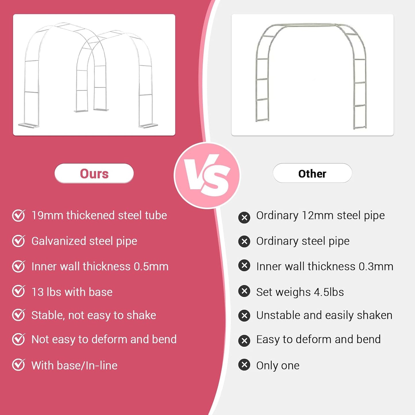 Garden Arch with Planter Metal Garden Arbor with Gate, Arch Trellis for Climbing Plants Rose, Wedding Archway Pergola for Lawn Patio Bridal Party Decoration