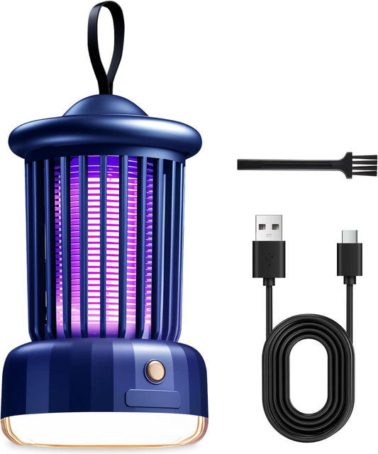 Bug Zappers, Portable USB Rechargeable with 360° Smart Zapping, Camping Lamp, Quiet Operation, Safe