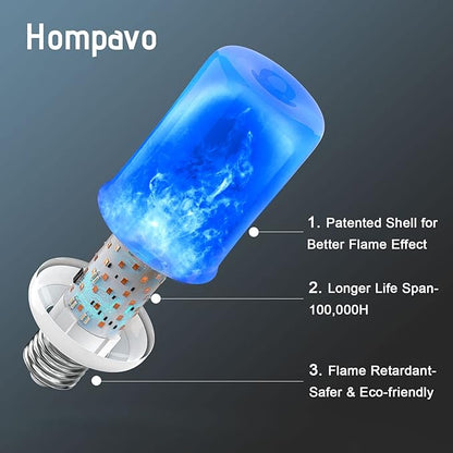 Hompavo 【Upgraded】 LED Flame Light Bulbs, Purple Flickering Light Bulbs with Upside Down Effect, E26/E27 Flame Bulb for Halloween Christmas Party Indoor and Outdoor Home Decoration (2 Pack)