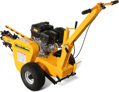420cc 15HP E-Start Gas Powered Cable Ditching Trencher, 24'' Trench Depth, 27pcs Carbide Alloy High-Pressure Teeths, TCR1500 (Yellow)