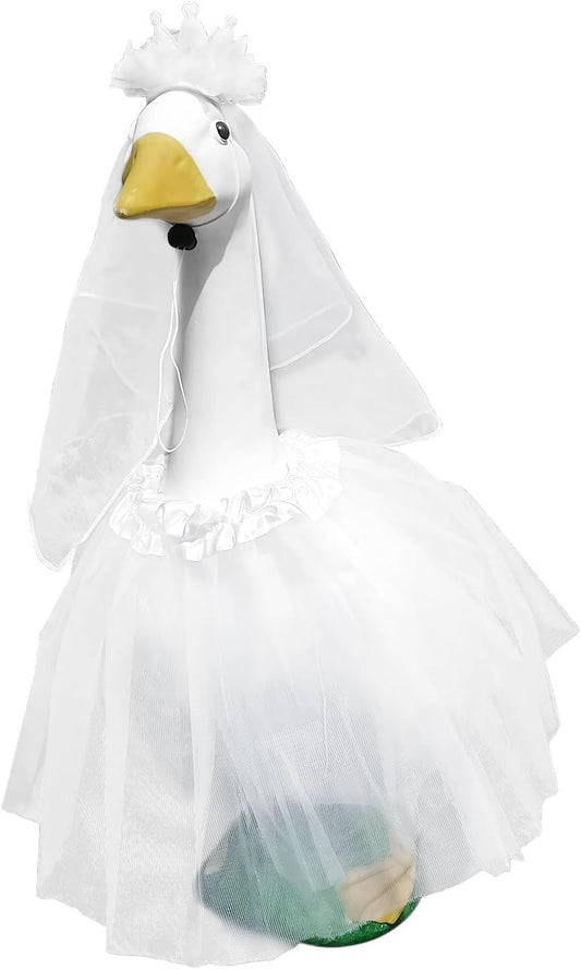 Porch Goose Outfit for 23" 17" Bride Goose Lawn Goose Costume Wedding Dress Statue Decor Clothes