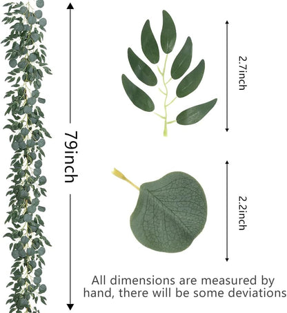 3 Strands Artificial Vines Kit, 78" Silk Eucalyptus Ivy Garland Green Leaves Natural Odorless, Fake Greenery Hanging Plants Decoration for Home, Bedroom, Wall, Party, Wedding Decor