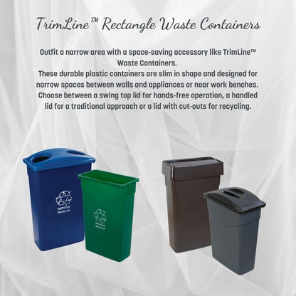 Carlisle FoodService Products 34202369 TrimLine Rectangle Waste Container Trash Can Only, 23 Gallon, Dark Brown