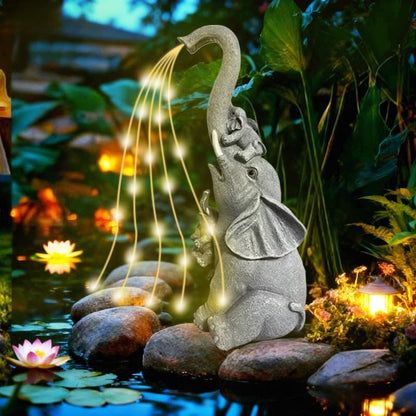 Solar Garden Decor Statues Outdoor, Birthday Gifts for Women Mom Grandma Senior Elder, Elephant Ornament for Balcony, Garden, Patio, Yard, Lawn