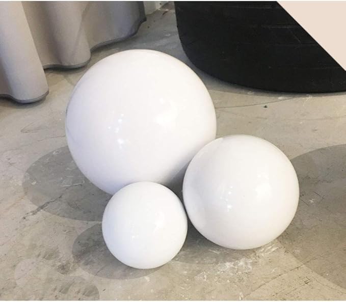 35cm/14inch Diameter Gazing Globe Mirror Ball,White Stainless Steel Polished Reflective Smooth Garden Sphere,Colorful and Shiny Addition to Any Garden or Home