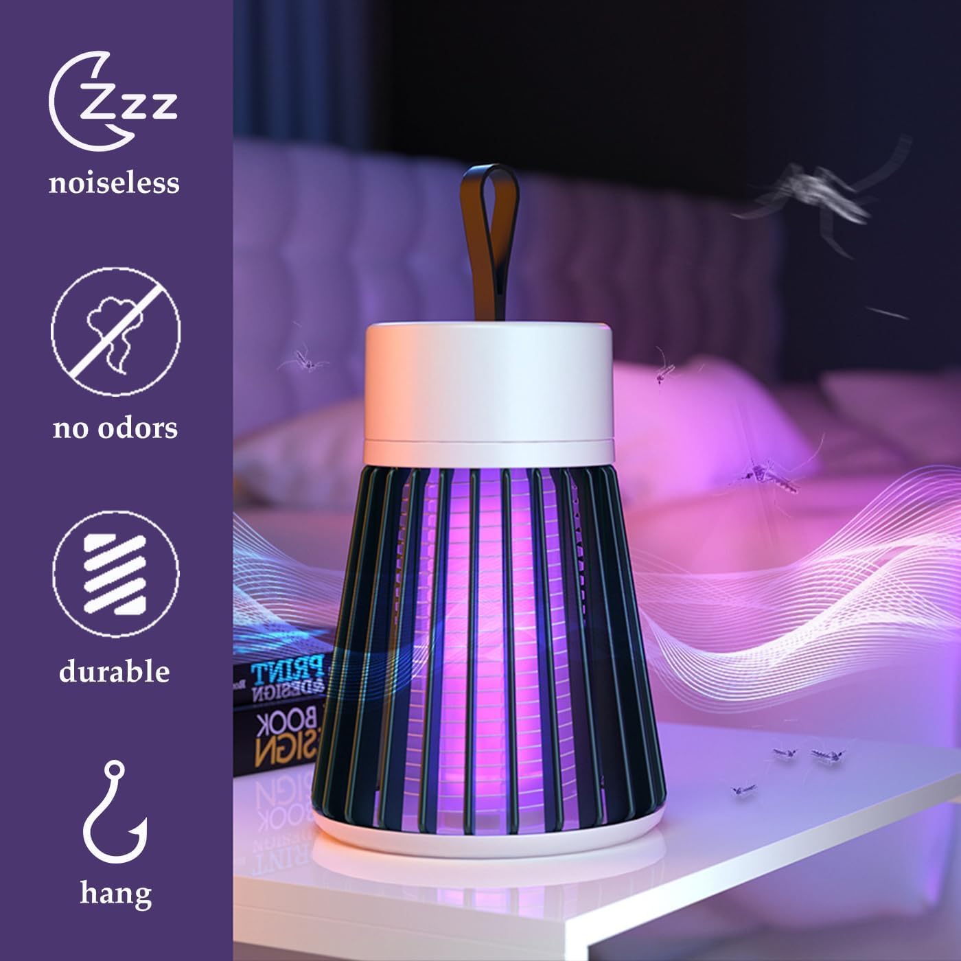 Mosquito Killer Lamp,Portable UV Bug Zapper Insect Trap for Indoor/Outdoor,USB-Powered with Grid for Camping,Patio,Home