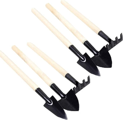 6 Pcs Garden Tools Mini Gardening Kit Plant Potted Flower Gadget Wooden Handles for Transplanting Seedlings, Cultivating and Weeding Flowers and Vegetable Seedlings