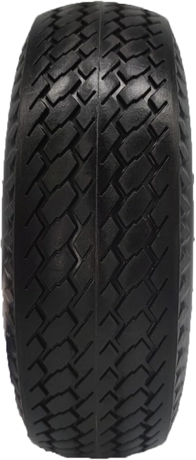 Flat Free 4.10/3.50-4 Tire with 3/4 & 5/8 Axle Bore, 3.5” Center Hub 10 inch Solid Tire Replacement for Hand Truck/Wagon/Garden Cart/Wheelbarrow/Dolly(Set of 2)