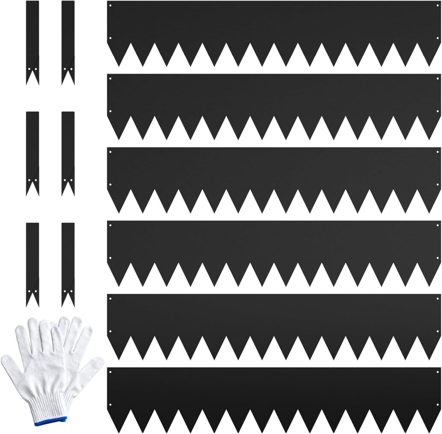 6 Pack Corten Steel Landscape Edging – 40” x 8” Black Garden Borders, Hammer-in Metal Lawn Edging with 8 Clips & Gloves for Yard, Flower Beds and Pathways (20ft Total)