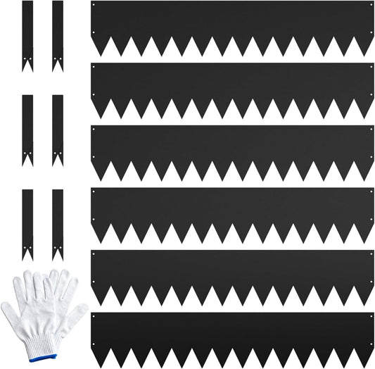 6 Pack Corten Steel Landscape Edging – 40” x 8” Black Garden Borders, Hammer-in Metal Lawn Edging with 8 Clips & Gloves for Yard, Flower Beds and Pathways (20ft Total)