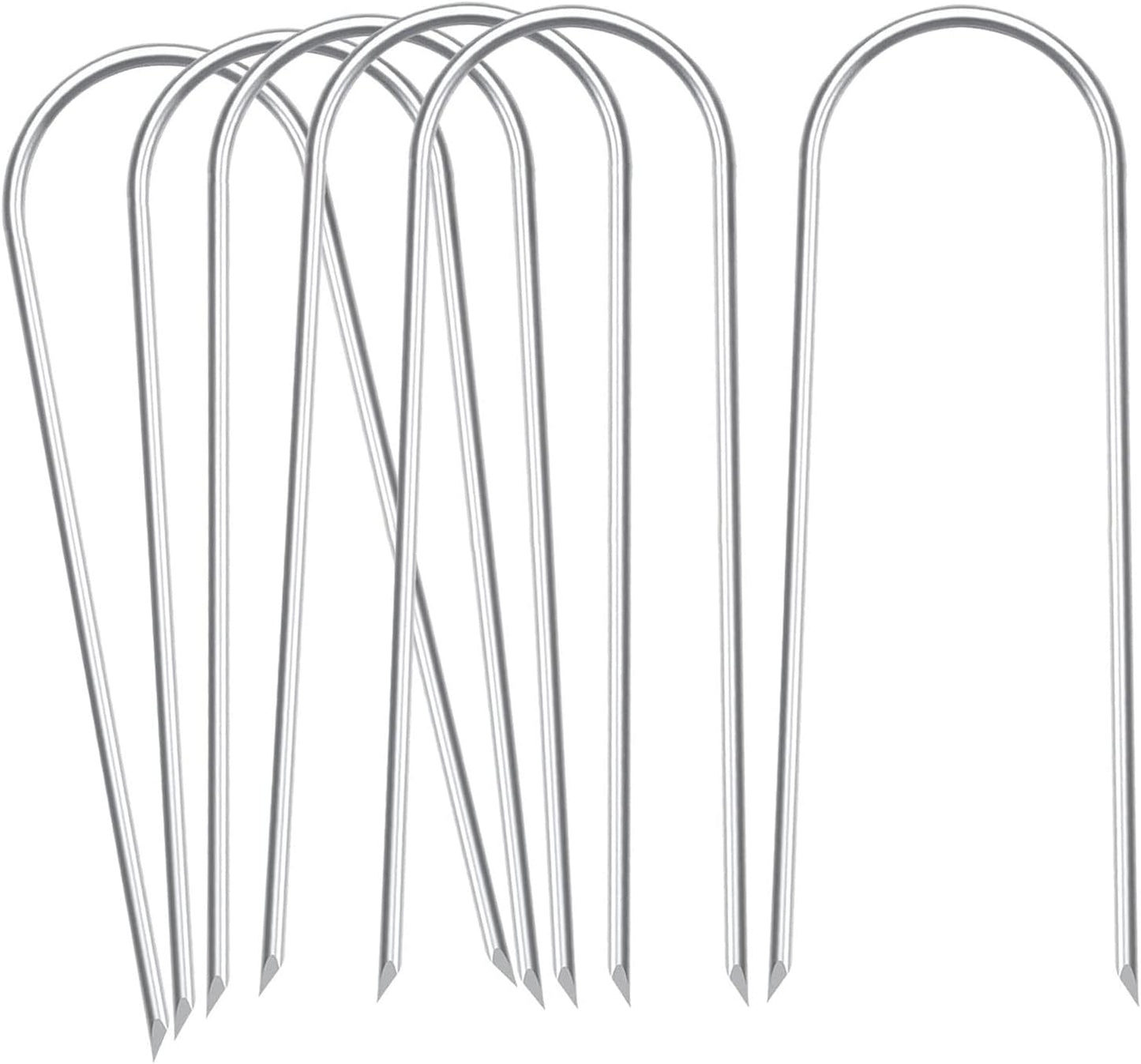 Heavy Duty Trampoline Stakes Anchors High Wind Stakes U- Shaped Sharp Ends Ground Anchor Galvanized Steel 11.8inch Safety Stakes for Soccer, Tents and Garden Decorations
