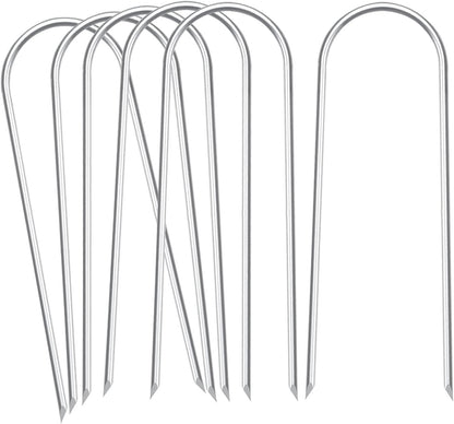 Heavy Duty Trampoline Stakes Anchors High Wind Stakes U- Shaped Sharp Ends Ground Anchor Galvanized Steel 11.8inch Safety Stakes for Soccer, Tents and Garden Decorations