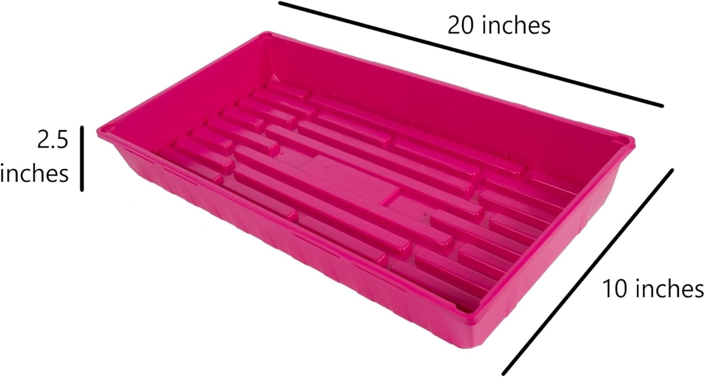 SUNPACK 10" x 20" Mega Plastic Seed Starting Tray, Magenta, 2.5" - No Drainage Holes, Ideal for Greenhouses or Indoor Gardening - Made of Thick, Strong Plastic