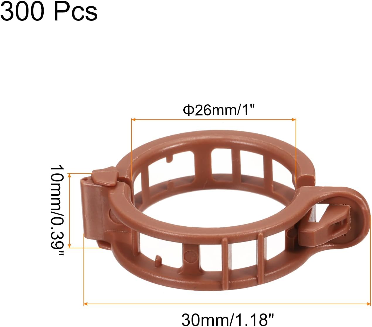 MECCANIXITY 300 Pcs Garden Plant Clips Fixing Clips Brown 30mm Adjusting Plant Lever Loop Clips for Supporting Flower Vine Vegetables Climbing Plant Plant Stems