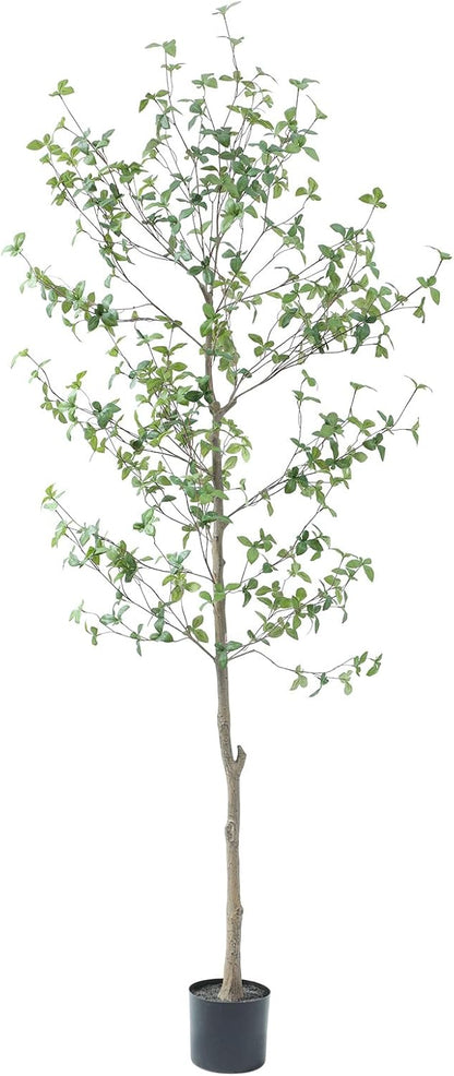 Bellacat 7ft Faux Quince Leaf Tree with Lifelike Leaves & Realistic Trunks, 84in Artificial Quince Leaf Tree for Garden, Home, Office, Porch, Balcony Decor.