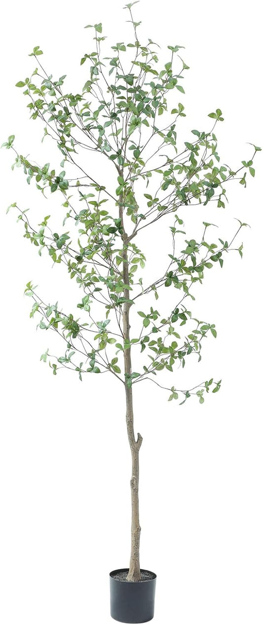 Bellacat 7ft Faux Quince Leaf Tree with Lifelike Leaves & Realistic Trunks, 84in Artificial Quince Leaf Tree for Garden, Home, Office, Porch, Balcony Decor.