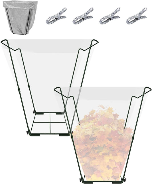Joyhalo Outdoor Trash Bag Holder Stand - 2 Pack Heavy Duty Metal Garden Garbage Bag Support Frame