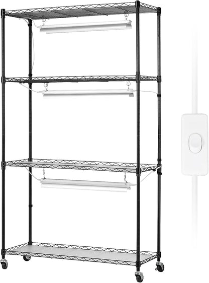 VEVOR Plant Stand with Grow Light, 4 Tier Plant Shelf with 90W Grow Light for Indoor Plants, 3 Modes Grow Light Shelf Full Spectrum Lights Adjustable Metal Plant Stand for Seed Starting