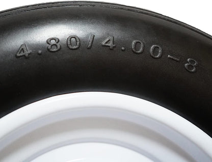 Set of 2 Wheelbarrow Tire 4.80/4.00-8 Flat-Free with 3/4 & 5/8 Wheel Bearing, 3-6" Hub 16" Solid Rubber Wheel Barrel Tires Non-Slip for Yard Cart Garden Wagon (Black)