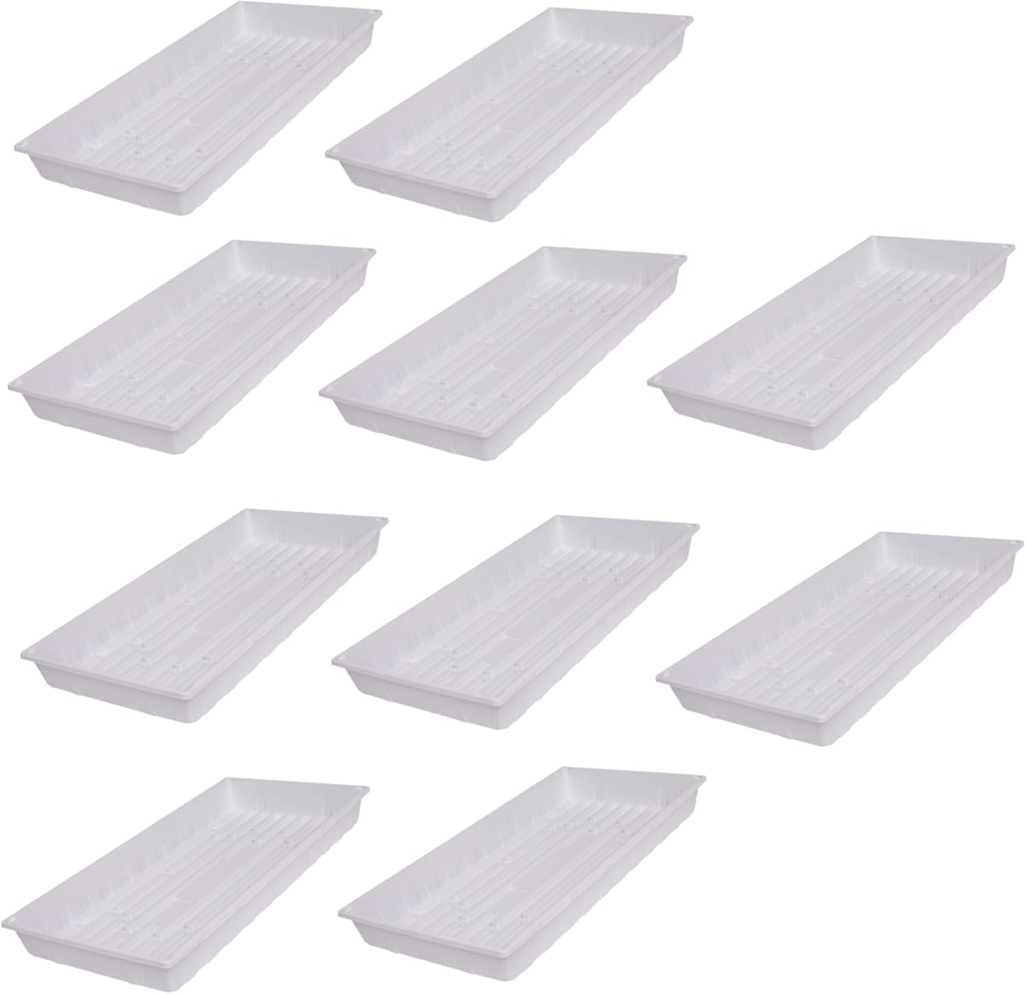 SUNPACK 10" x 20" Plastic Seed Starting Tray, White, 2.5" (Pack of 10) - No Drainage Holes, Perfect for Greenhouses or Indoor Gardening - Ideal for Seedlings and Cuttings