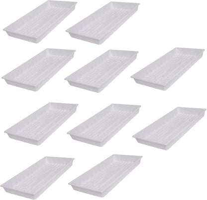 SUNPACK 10" x 20" Plastic Seed Starting Tray, White, 2.5" (Pack of 10) - No Drainage Holes, Perfect for Greenhouses or Indoor Gardening - Ideal for Seedlings and Cuttings