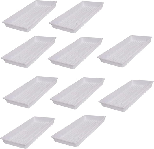 SUNPACK 10" x 20" Plastic Seed Starting Tray, White, 2.5" (Pack of 10) - No Drainage Holes, Perfect for Greenhouses or Indoor Gardening - Ideal for Seedlings and Cuttings