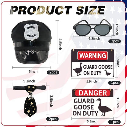 8 Pcs Porch Goose Accessories Porch Goose Sign Goose Police Hat Eyeglasses Ties Danger Guard Goose on Duty Warning Sign Goose Outfits Decor for Yard Porch Lawn