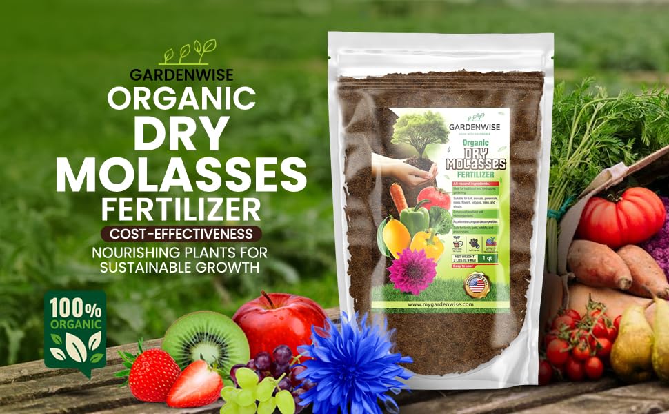 Organic Molasses for Plants - Horticultural Molasses - Ideal for Traditional & Hydroponic Gardening, for Indoor & Outdoor Plants (4 QUARTS)