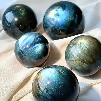 6-7CM/2.36-2.76inch Natural Crystal Ball Labradorite Sphere Moonstone Stone Crafts Polished Decorative Sphere Reiking Healing Crystals Ball Stone Fengshui Home Decoration (Labradorite, 60-70mm)