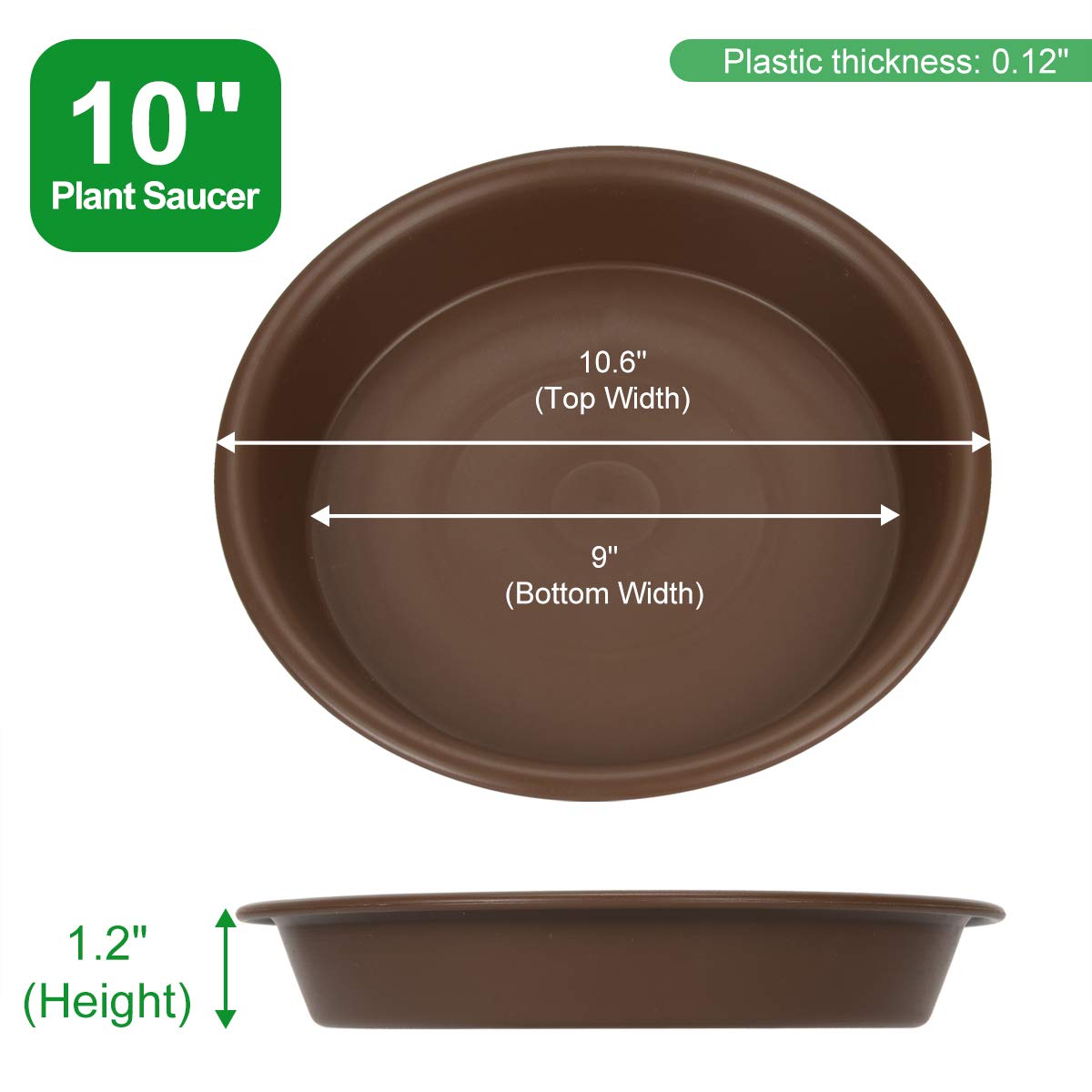 Plant Saucer 10 inch, Heavy Large Planter Durable Thicker Plastic Plant Trays for Indoors and