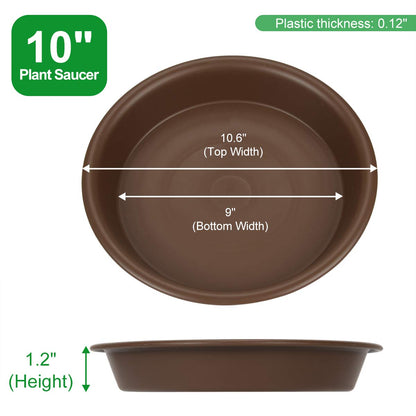 Plant Saucer 10 inch, Heavy Large Planter Durable Thicker Plastic Plant Trays for Indoors and