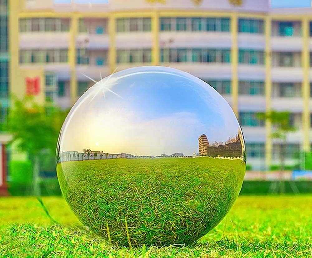 Nerien 8 Inch Gazing Ball, Stainless Steel Garden Mirror Globe, Polished Ornament Sphere, Hollow Floating Reflective Hemisphere, for Home Outdoor Pond Housewarming Swimming Pool Decoration, Silver