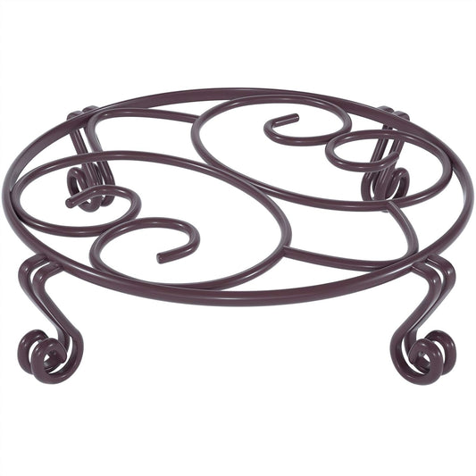 Yimobra Original Patented Plant Stand for Flower Pot Heavy Duty Potted Holder Indoor Outdoor, Metal Rustproof Iron Garden Container Round Supports Rack for Planter, Brown, 10.2 Inches