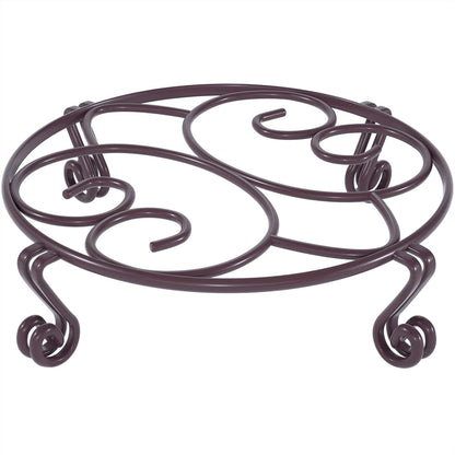 Yimobra Original Patented Plant Stand for Flower Pot Heavy Duty Potted Holder Indoor Outdoor, Metal Rustproof Iron Garden Container Round Supports Rack for Planter, Brown, 11.8 Inches