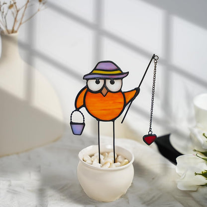 Owl Decor Stained Glass Suncatcher for Window Hanging,Owl Gifts for Men Women Stained Glass Bird Ornament for Home Decor Livingroom Bathroom Kitchen Party Decor