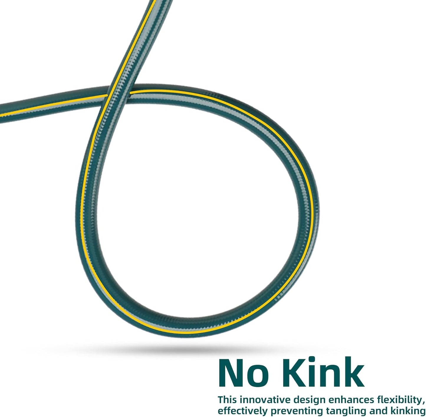 Solution4Patio Long Leader Green Garden Hose 5/8 in. x 50 ft. -Kink Free, No Leaking, Male/Female Fittings -Heavy Duty Durable Flexible Lightweight Water Pipe -Brass Aluminum Ends for Household & Yard