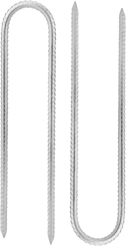 20pcs 12 Inch U Rebar Stakes, U Shape Ground Anchor Pegs Stakes, Trampoline Galvanized Stake for Camping Tent