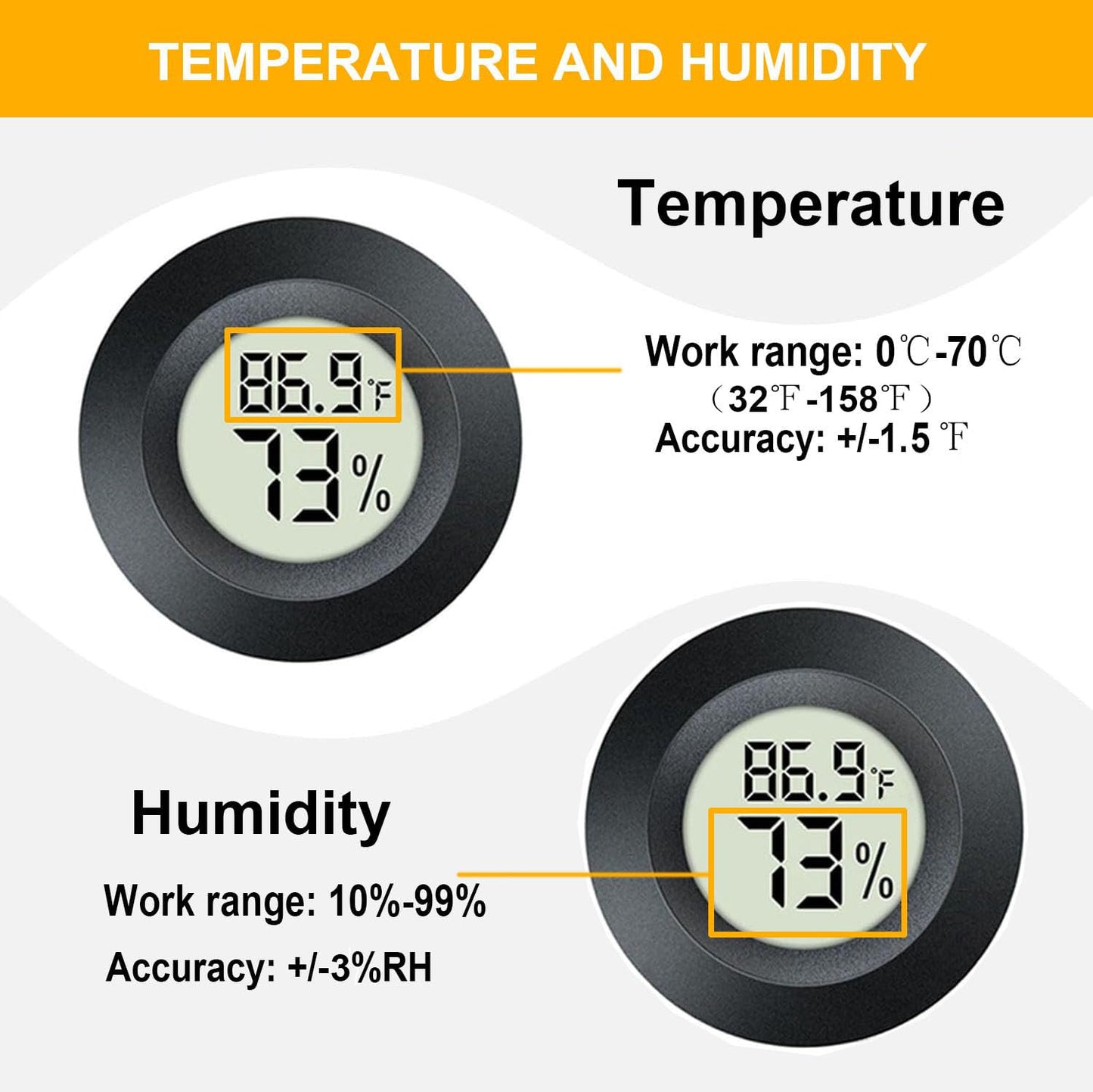 6 Pack Hygrometer Thermometer Digital Humidity Meter Indoor/Outdoor Humidity Monitor Reptile Thermometer for Greenhouse Humidors Terrarium Jars ℉/ ℃(6)