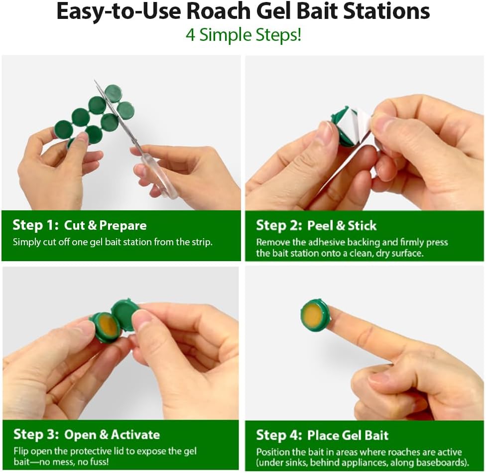 32 Pack Roach Killer Indoor Infestation Roaches Gel Bait Stations, Powerful Cockroach Killer Indoor Home for Roach Infestation, Long-Lasting & Effective Cockroach Gel Bait, Easy to Use & No Mess