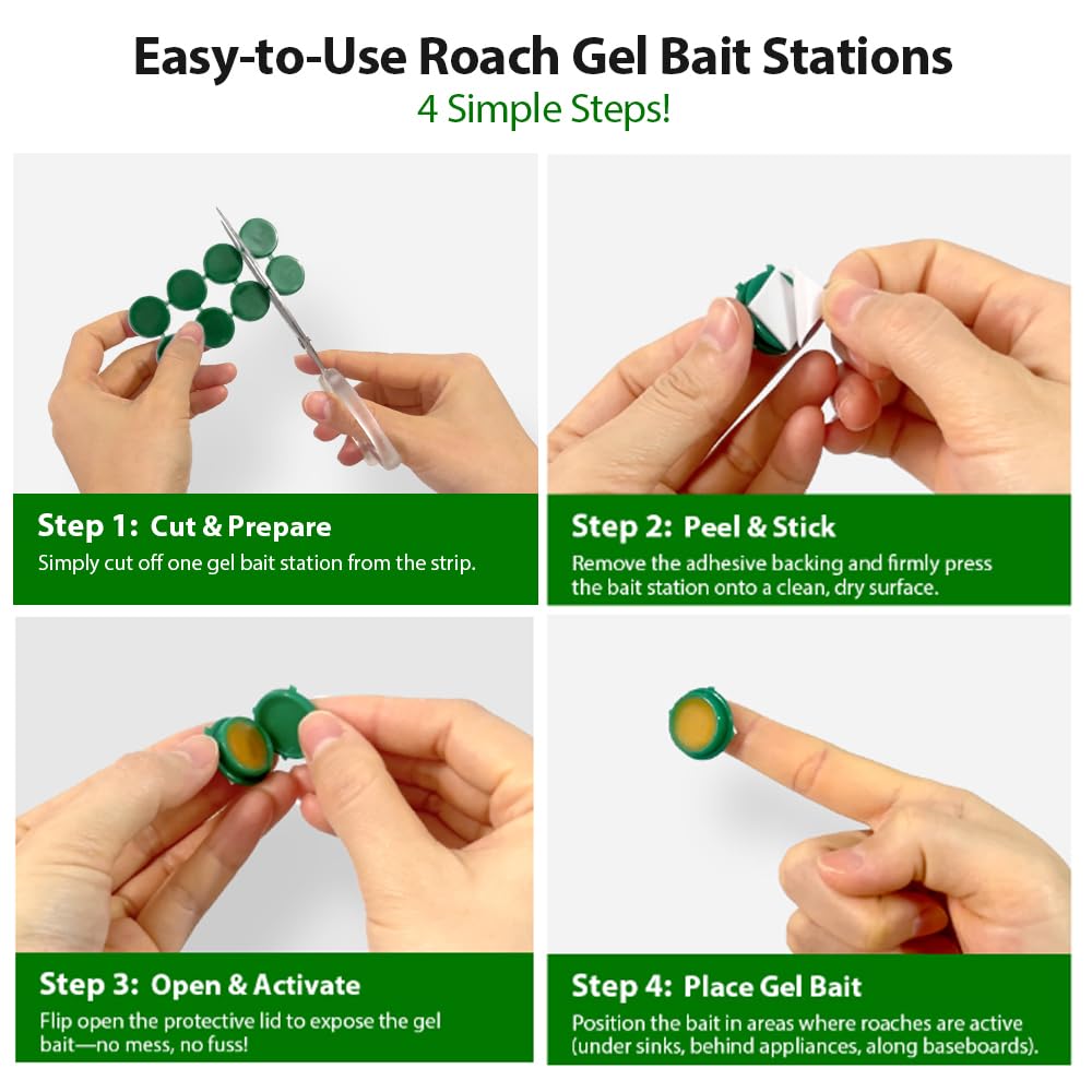 16 Pack Roach Killer Indoor Infestation Roaches Gel Bait Stations, Powerful Cockroach Killer Indoor Home for Roach Infestation, Long-Lasting & Effective Cockroach Gel Bait, Easy to Use