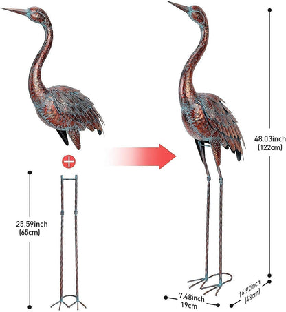 chisheen Outdoor Garden Crane Statues and Sculptures Metal Yard Art Statue for Garden Decoration Large Size