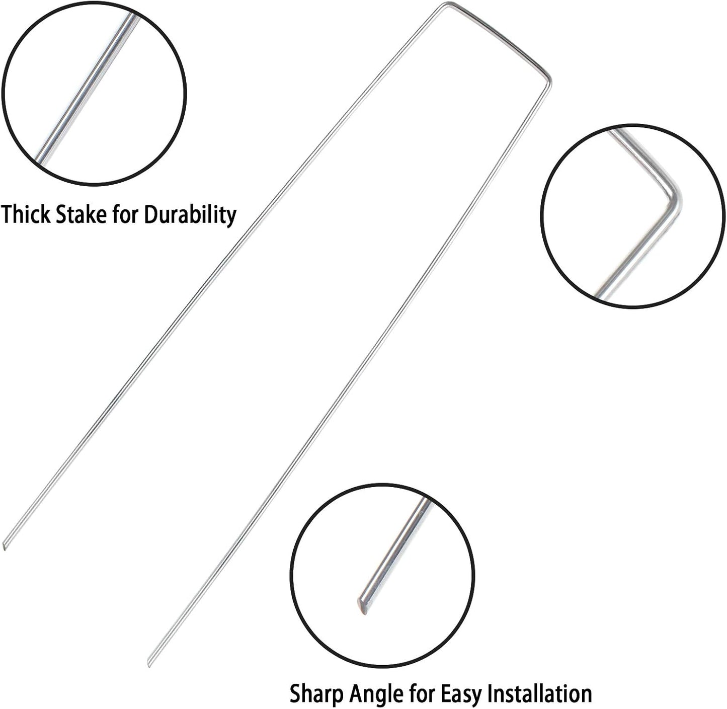 200 Pack 8 Inch Landscape Staples - Heavy Duty 11 Gauge Galvanized Steel Garden Stakes Staples - Weed Barrier Stakes U-Shaped Pins for Securing Pegs Irrigation Tubing Fabric Ground Sheets
