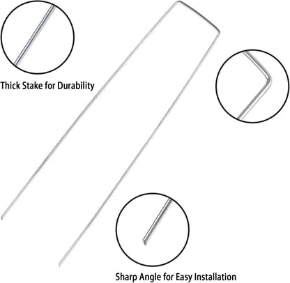 200 Pack 8 Inch Landscape Staples - Heavy Duty 11 Gauge Galvanized Steel Garden Stakes Staples - Weed Barrier Stakes U-Shaped Pins for Securing Pegs Irrigation Tubing Fabric Ground Sheets