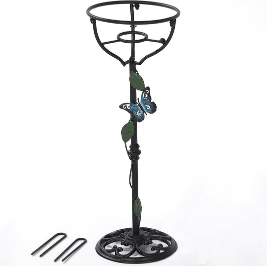 Cast Iron Gazing Globe Stand, 24.5" Gazing Ball Stand for 10-12 Inches Garden Gazing Globes, Metal Display Gazing Ball Holder for Indoor Outdoor, Easy Assembly, Black