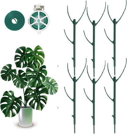 6 Pack Stackable Plant Support Stakes, 43inch Climbing Plant Sticks Structures for Monstera with Garden Ties, Durable Alternative to Moss Pole for Indoor Outdoor Plants